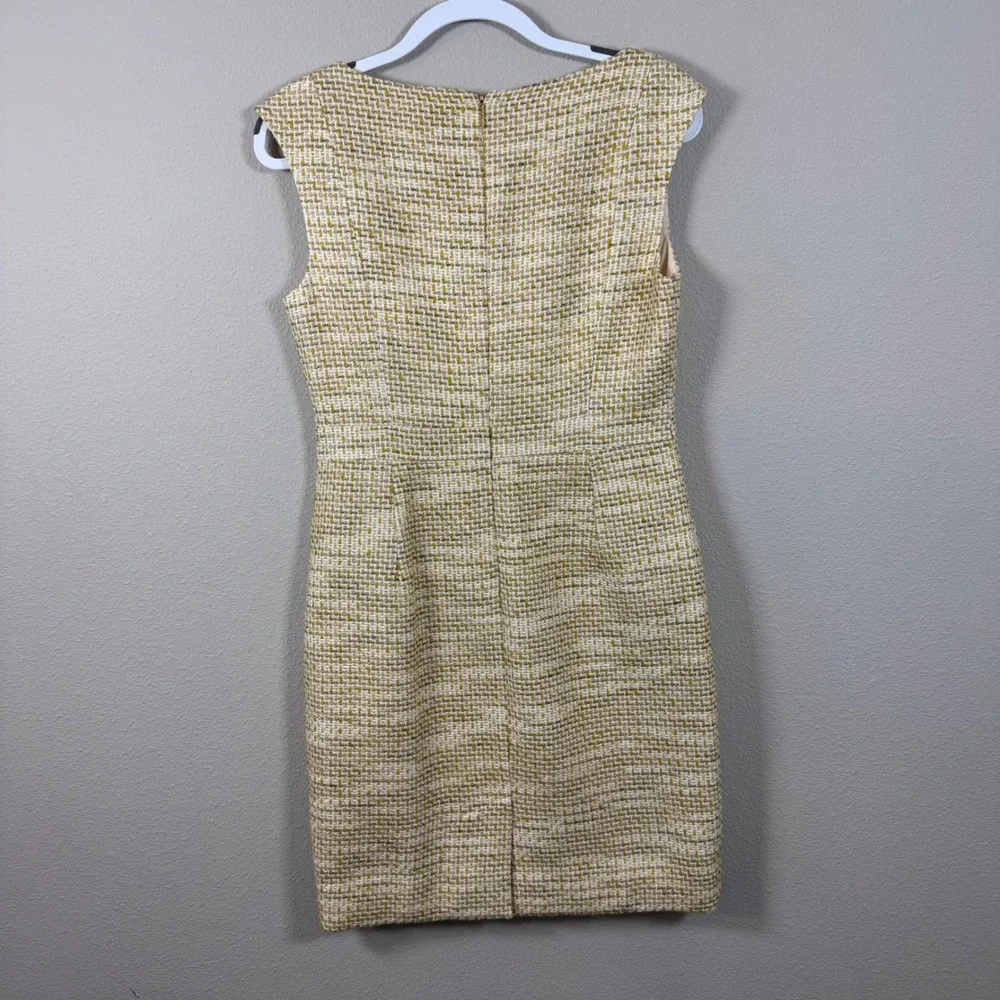 Tory Burch Emma Metallic Tweed Sheath Dress Gold Yellow Women's 8